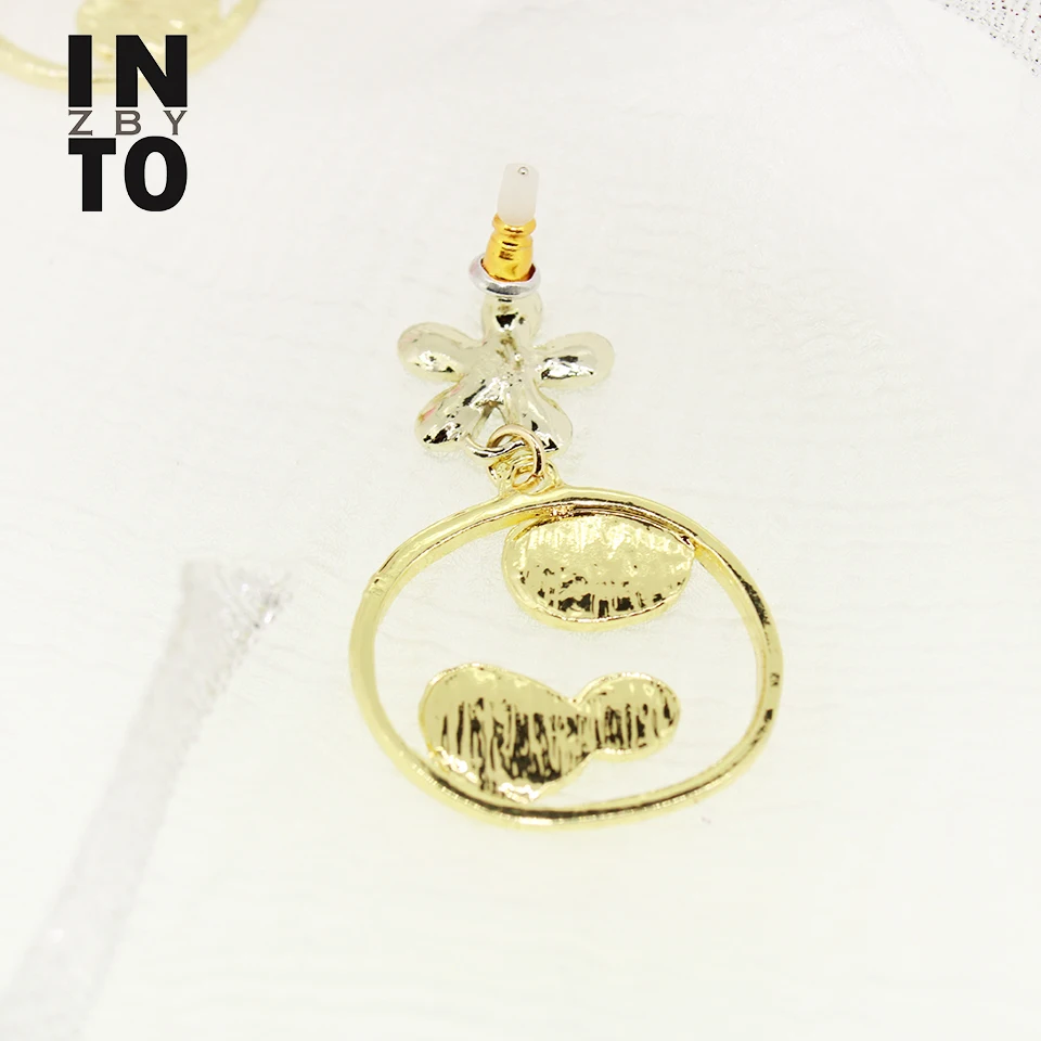 В хрустальные цветочные Висячие серьги модные ювелирные изделия золотого цвета