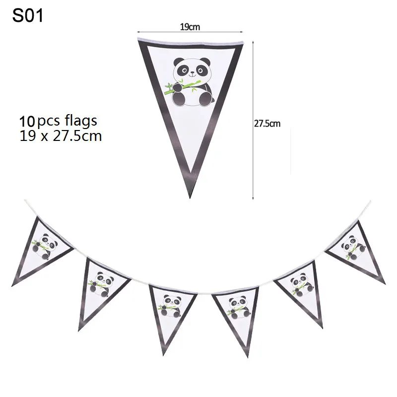 S01 1set garland Тематическое украшение в виде панды для детского дня рождения, воздушный шар, соломенный мешок для конфет, одноразовая посуда для детского душа, вечерние принадлежности в виде панды - Цвет: S01 1set garland