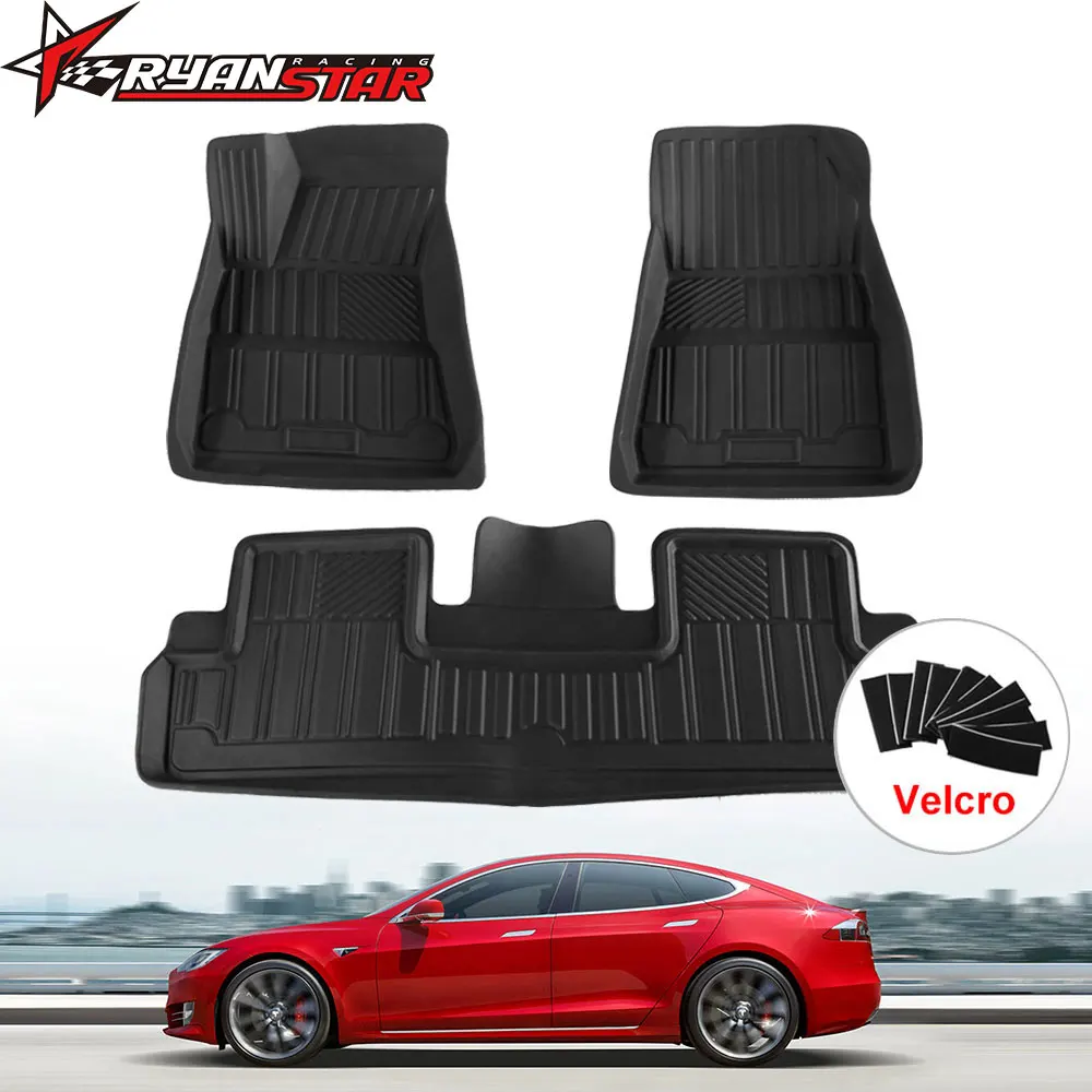 TPE Custom Floor Mats Complete Set Fit All-Weather for Tesla Model 3 Waterproof and Wearable (3 Piece a Set) | Автомобили и