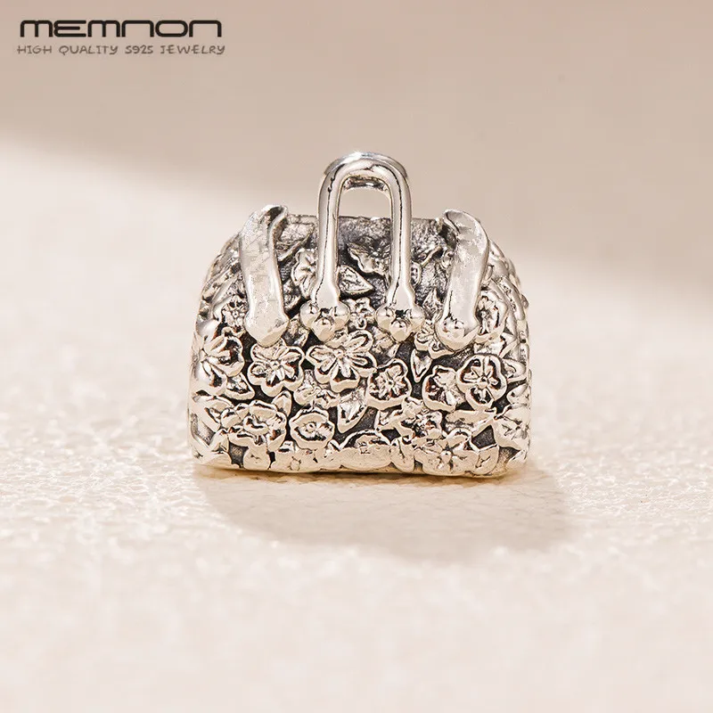 Memnon новый мультфильм 925 Стерлинговое Серебро цветок сумка шармы подходят бусины