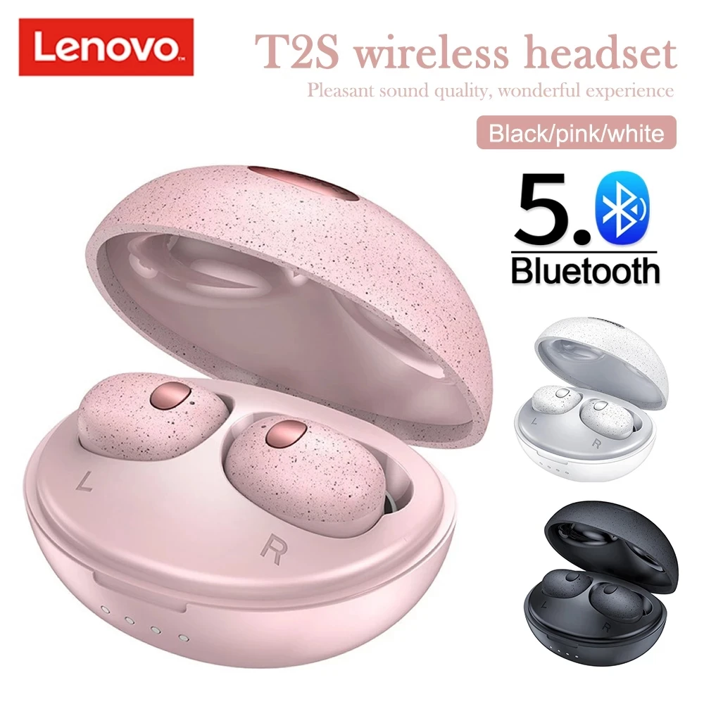 

Original Lenovo T2S TWS Wireless Earbuds Waterproof Hifi Stereo Sound Bluetooth-compatible Earphone Mini Headphones with Mic
