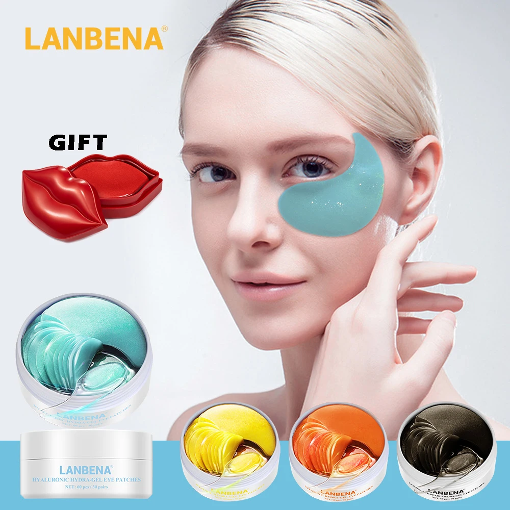 

60pcs Lanbena Collagen Eye Mask + 20pcs Cherry Moisturizing Lip Mask Skin Firming And Anti-Fine Wrinkle Flavonol Vitamin C Care