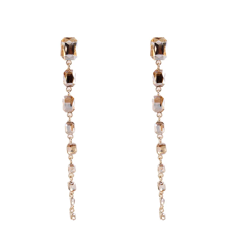 Длинные хрустальные серьги для женщин драгоценный камень в форме капли