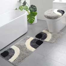 1 Set Bathroom Mat For Toilet European Grid Printing Shower Room Carpet Door Mat Anti-Slip Household Lid Cover Floor Rug Sets 1 Set Bathroom Mat For Toilet European Grid Printing Shower Room Carpet Door Mat Anti-Slip Household Lid Cover Floor Rug Sets