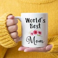 World's Best Mom Coffee Gift Mugs 11oz Black White Ceramic Mama Mother Birthday Tea Mug Travel Milk Cups