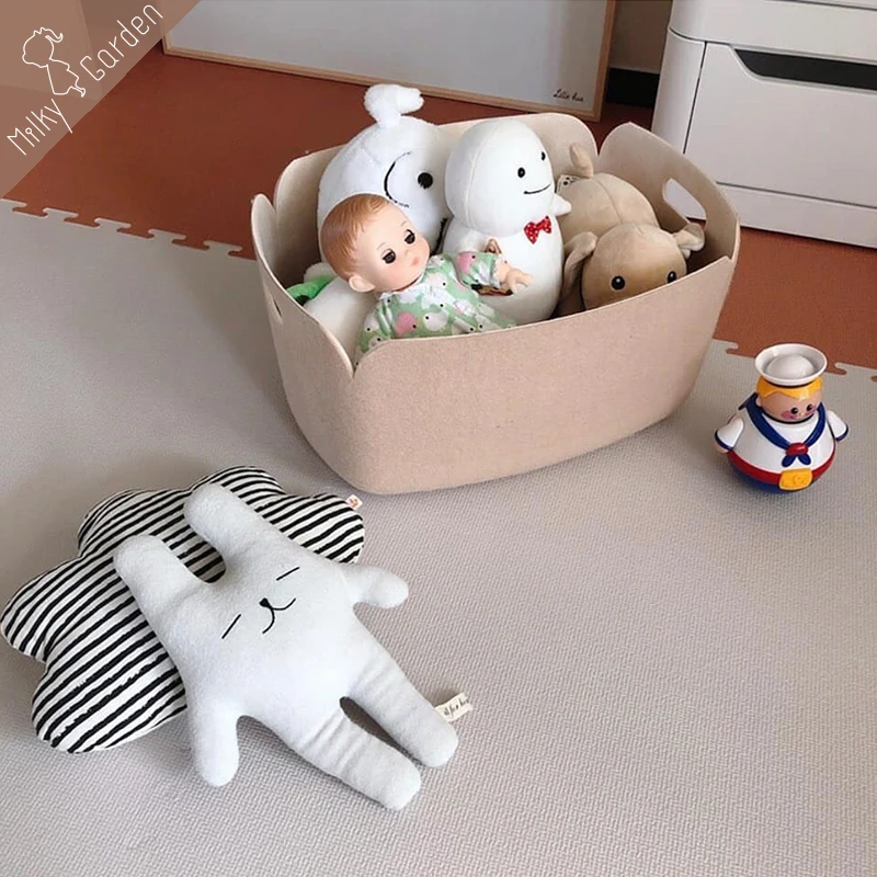 

Корзина для хранения из войлока в японском стиле, органайзер для дома, фетровое украшение для одежды, для кукол и детей, большая Органайзер