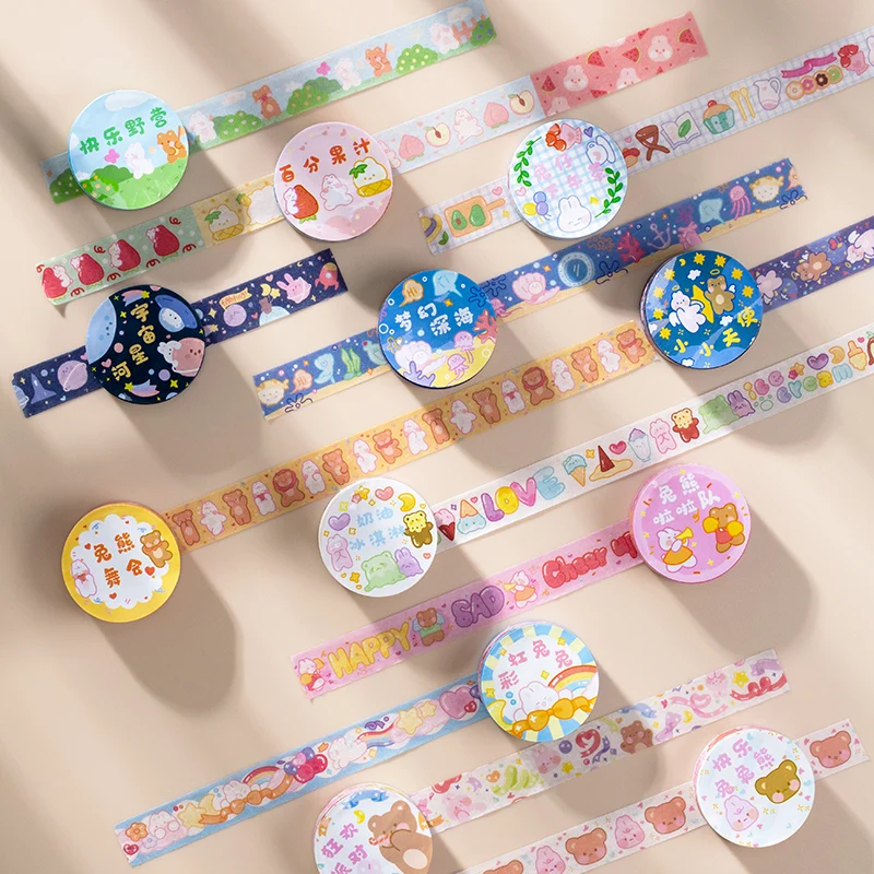Kawaii мультфильм васи лента милый Медведь Кролик Декоративный Лейбл для