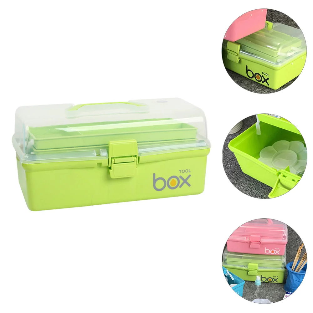 

Practical 3-Layer Storage Box Durable Painting Tool Case Painting Tool Box