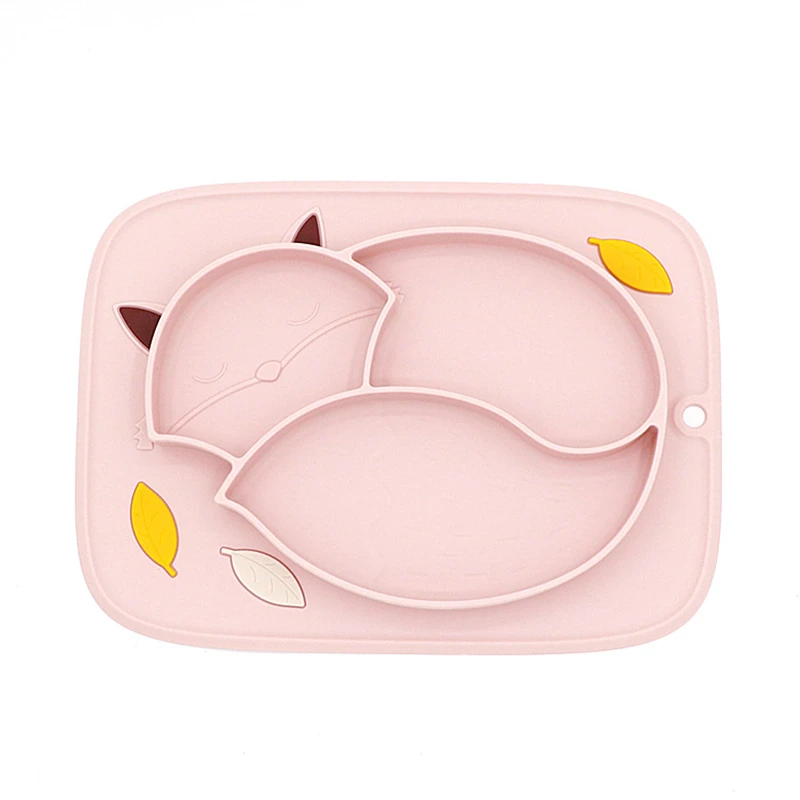 Light pink Тарелки для кормления, Детские тарелки на присоске, детский Силиконовый поднос, vajillas plato, посуда для младенцев, pratos, детская миска для еды, prato infantil - Цвет: Light pink