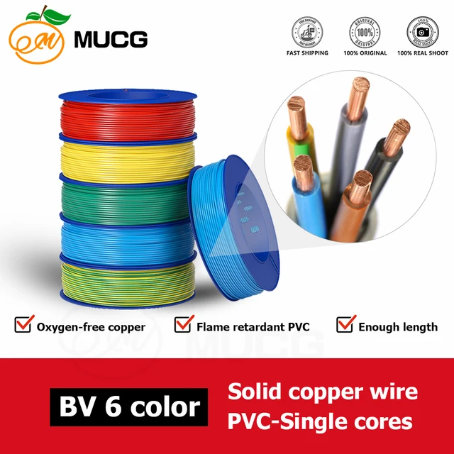 Bv solid copper wire electric cable 10 12 14 16 18 19 20 awg wires 14awg 16awg 18awg electrical pvc single core cables 220v 380v