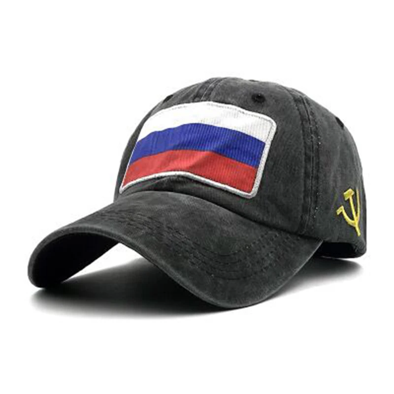 Бейсболка с вышивкой для мужчин и женщин хлопковая кепка российским флагом