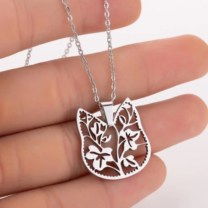 

30pcs Women Girl Jewelry Elegant Chain Cat Pendant Necklace 2 Colors Stainless Steel Choker Initial