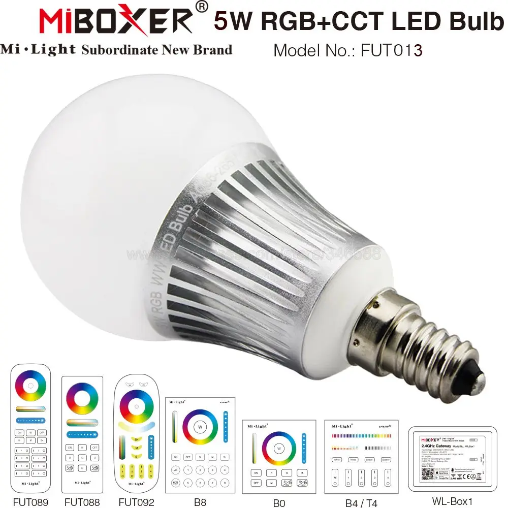 Miboxer 5 Вт RGB + CCT смарт WiFi светодиодный светильник лампа E14 AC85 265V FUT013 2 4G 4 зоны