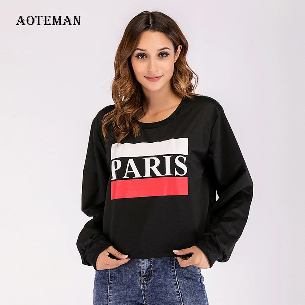 Женская толстовка с круглым вырезом Повседневная Свободная короткая кофта