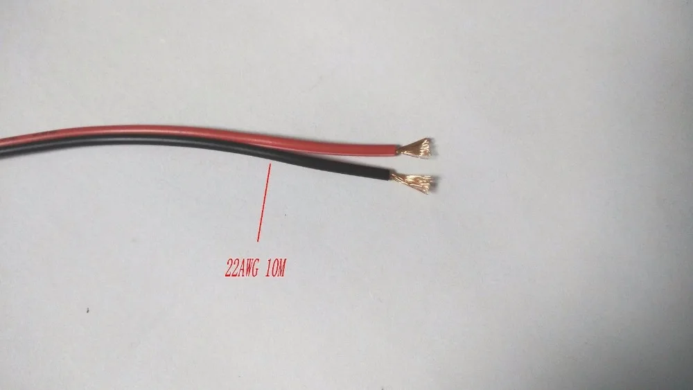 10 м 22AWG 2pin черный красный кабель светодиодный медный 300V 80 градусов Цельсия