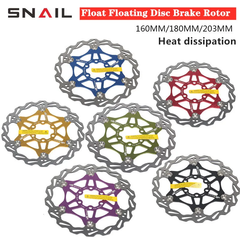 

SNAIL Mountain Bike Float Floating Disc Brake Rotor 160mm 180mm 203mm Heat dissipation Six-nail Disc Brake Pads Bicycle Rotors