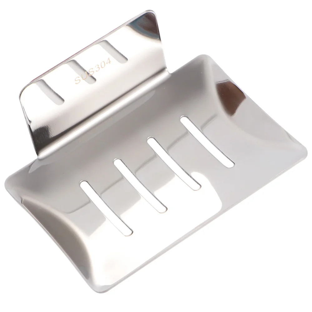 

1pc 304 Stainless Steel Soap Holders Storage Rack with Free Nail Glue Punch Free for Bathroom Kitchen Silver