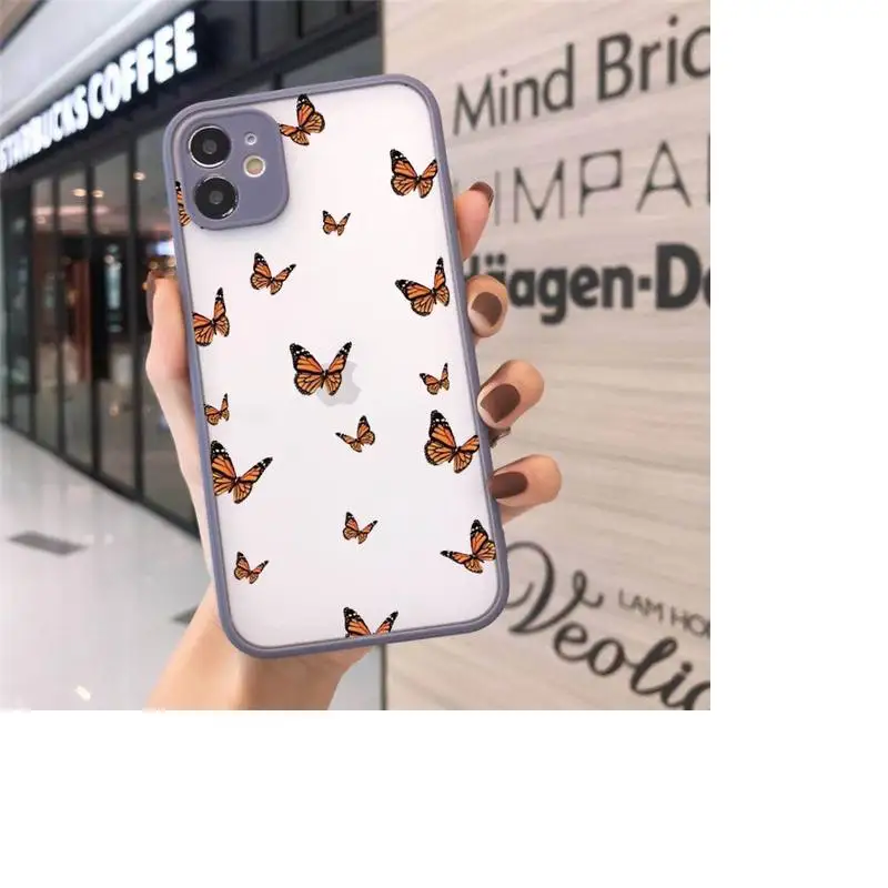 

Fly butterfly art pattern luxury shell Phone Cases funda matte transparent For iphone 7 8 11 12 plus mini x xs xr pro max cover
