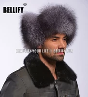 new winter luxury natural fox fur men hats brand famous russian male hats warm real leather fur bomber hats
