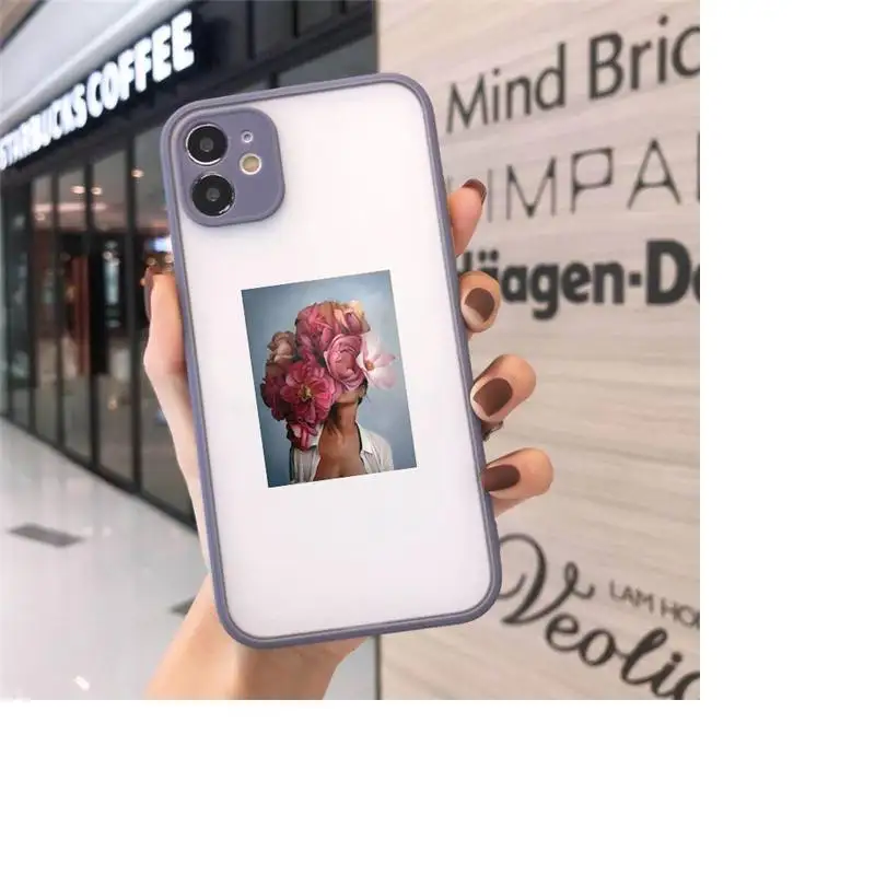 

design fashion flowers women painting Phone Cases Matte Transparent for iPhone 7 8 11 12 s mini pro X XS XR MAX Plus