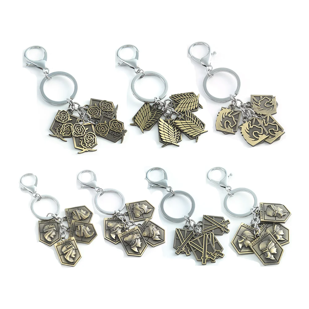 

Anime Attack On Titan Keychain Wings of Liberty Wall Maria Sina Rose Key Holder Ring Cosplay Bag Pendant For Men Charm Jewelry