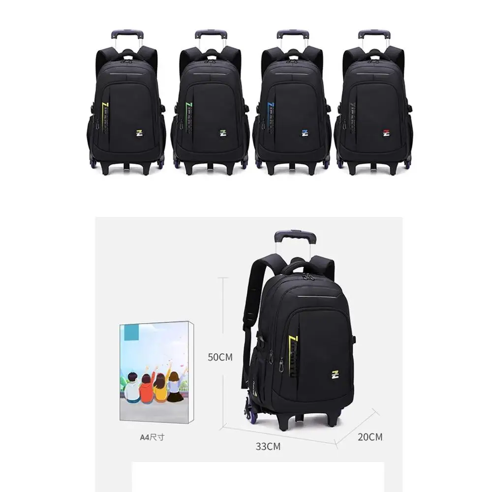 School Bag for Boys On Wheels Children Removable Trolley Schoolbags Backpack Boys Rolling Backpack Carry On Travel Luggage