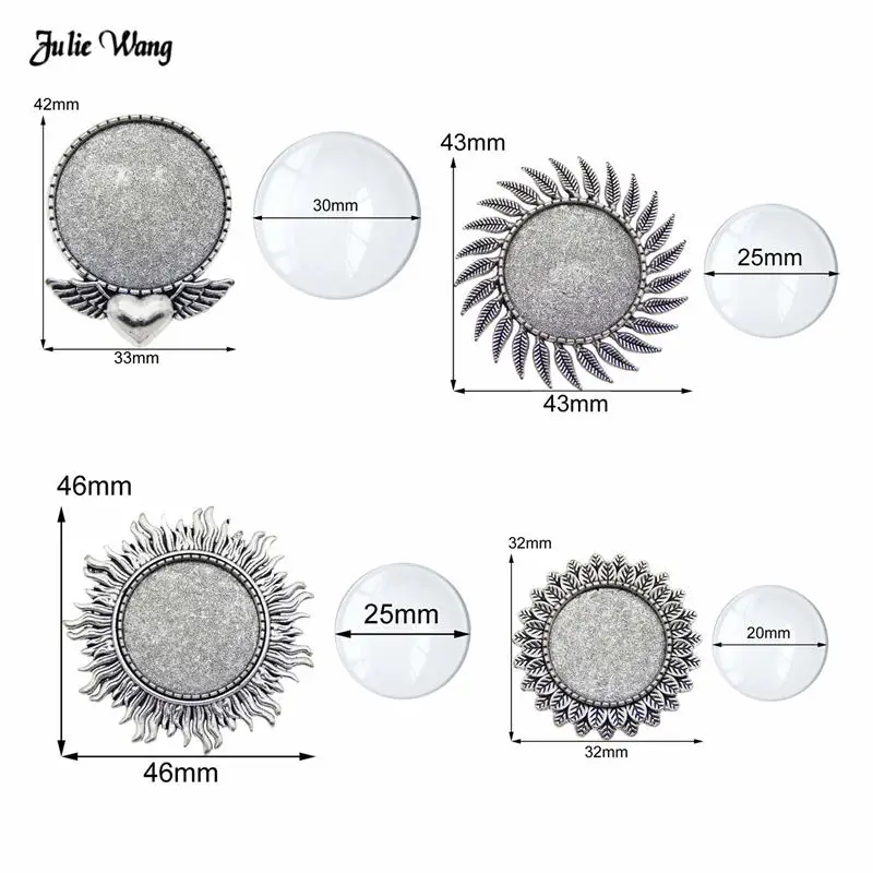 1set alloy antique silver color brooch clear glass Cameo Cabochon DIY Men Women Brooch Pin jewelry accessory Handmade Findings |