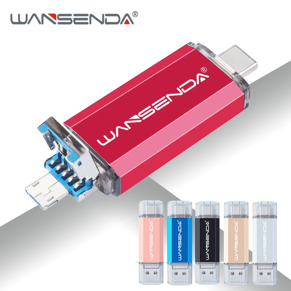 Горячая Распродажа WANSENDA OTG USB флеш-накопитель 32 Гб 64 16 128 ГБ 256 3 0 Type C/Micro карта