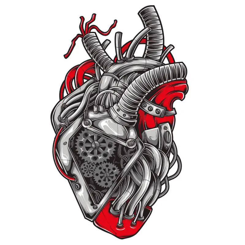 

Mechanical Heart Iron on Transfers for Clothing Diy Rock Thermo Stickers on Sweatshirts Hippie Patches on Punk Clothes Appliques