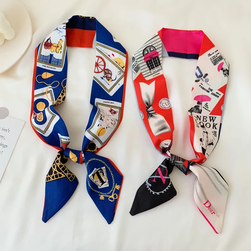 

Сезон весна-осень; Шарф для женщин в Корейском стиле-Стиль все-матч тонкий узкий шарф сумка с лентой украшение лента повязка Tide