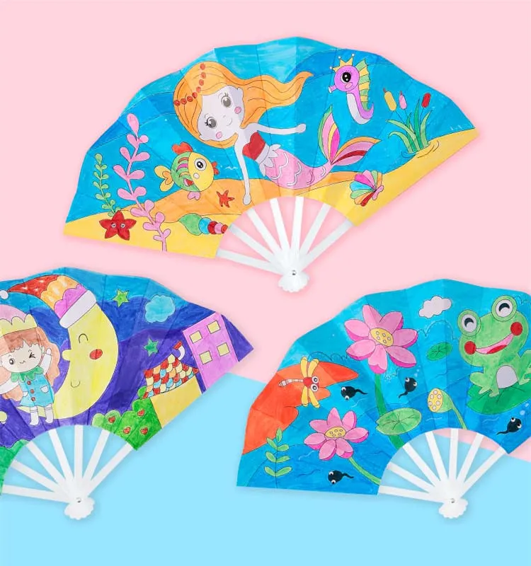 Живопись летний веер DIY игрушки для детей мультфильм животных цвет граффити оригами веер Искусство ремесло игрушка творческий рисунок дети Живопись летний веер DIY игрушки для детей мультфильм животных цвет граффити оригами веер Искусство ремесло игрушка творческий рисунок дети