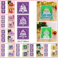5pcs set merry christmas letter tree heart round lace flower hollowed square frame metal cutting dies make cards 2020 new craft