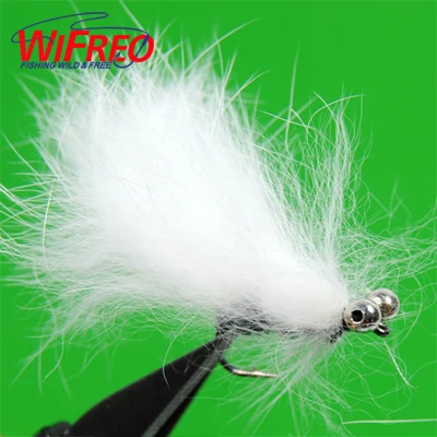 8 PCS White Wifreo 8 шт. 6# зеленый/оливковый Белый Черный немой колокольчик глаз Zonker Fly Рыбалка стримеры - Цвет: 8 PCS White