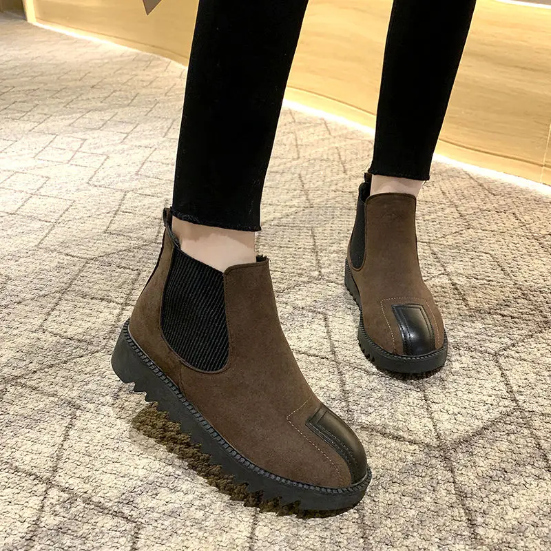

style women's winter autumn boots female fur sneakers keep warm shoes woman flat boats