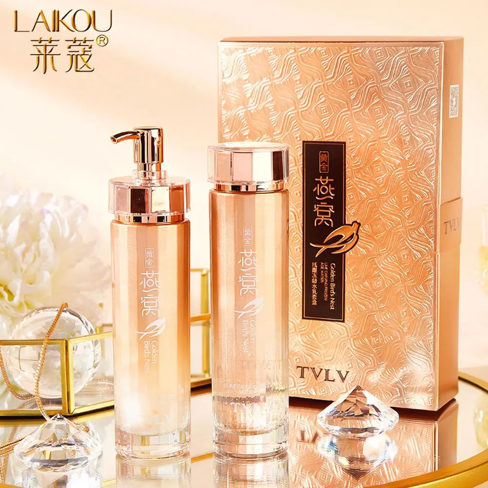 

LAIKOU Golden Bird's Nest Thread Carving Skin Care Set 24K Gold Whitening Repairing Moisturizing Anti-Aging Face Essence Care