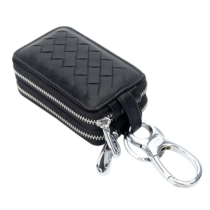 

Fashionable Leather Men Keys Case Lattice Pattern Horizontal Square Business Style Car Key Case Bag for Men Key Pouch Luxury