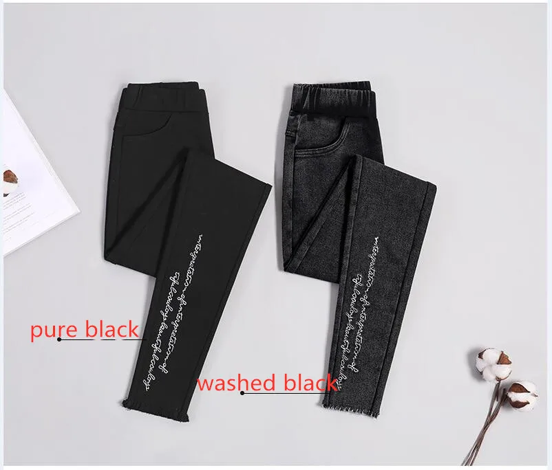 Джинсы с вышивкой высокие эластичные бойфренда женские потертые джинсы