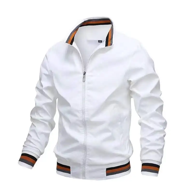 

New Youth Business Trend Leisure Stand Collar Thread Zipper Jacket Sports Loose Coat Customizable Logo Size：S-5XL
