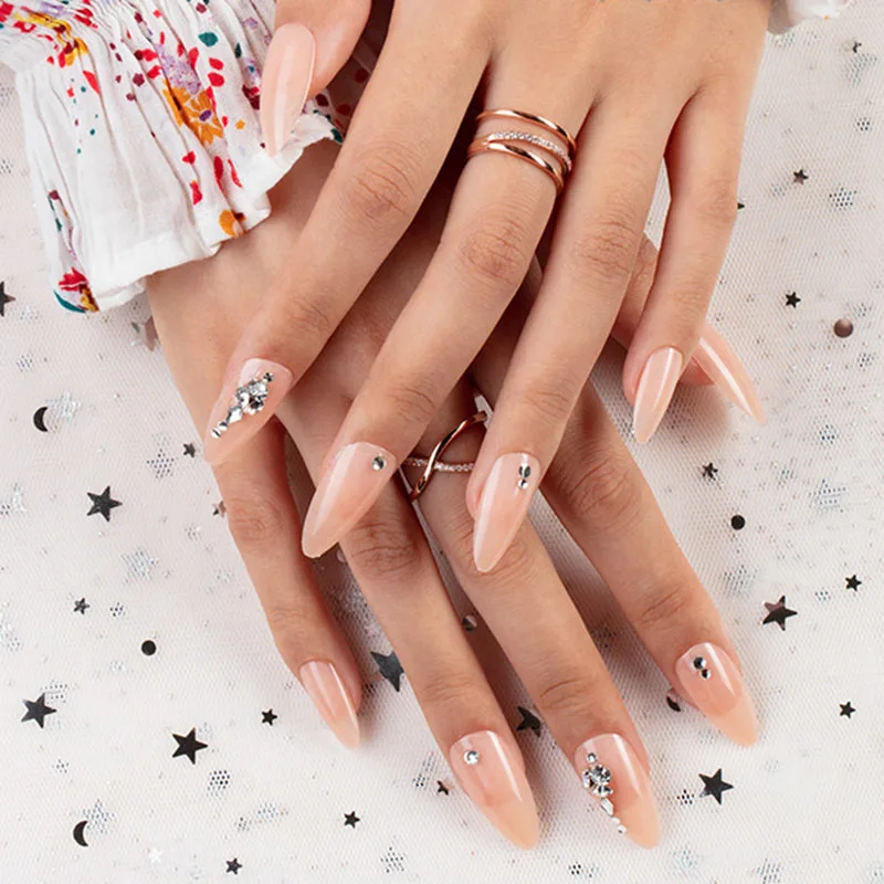 Лидер продаж 24 шт. японские фальшивые ногти в виде капли воды блестящие