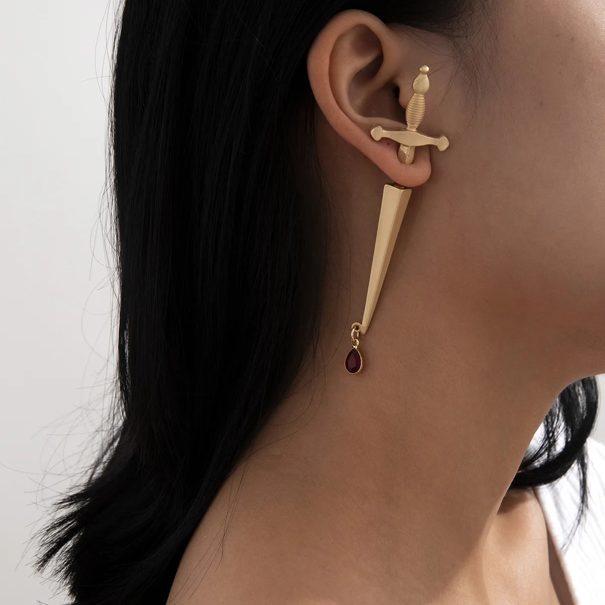 

1Pc Long Sword Earrings For Women Men Vintage Cool Punk Ear Hoops Gothic Mystical Unique Charm Jewelry Gift