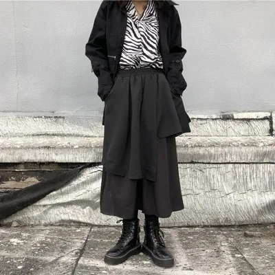

Dark series 2020 Autumn and winter irregular fake two-layer half-length skirt with high waist skirt fashion