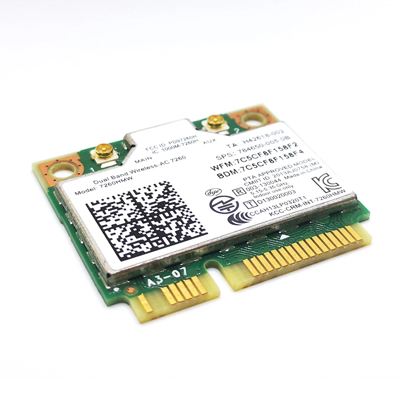 

Mini Pcie Wifi Card Dual Band Wireless AC 7260 PCI Express Network Card 802.11Ac 2X2 Wi-Fi 7260Hmw Bluetooth 4.0