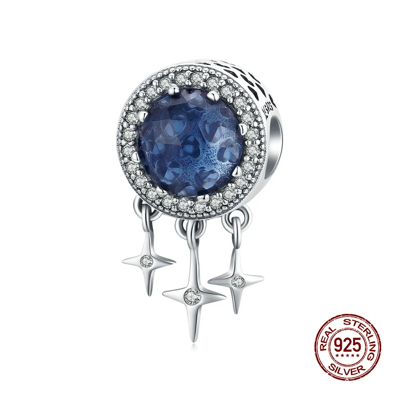 Женские браслеты из серебра 925 пробы с синими звездами и кристаллами|Бусины| |