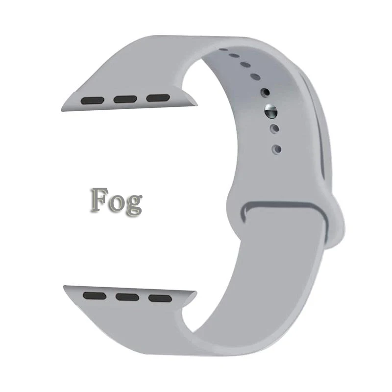 Fog Oulucci Одноцветный ремешок для apple watch 38 мм/40 мм/42 мм/44 мм спортивный ремешок силиконовый ремешок аксессуары для apple watch 5/4/3/2/1 - Цвет ремешка: Fog