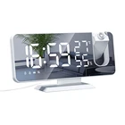 Цифровой светодиодный Будильник часы настольные электронные часы USB Пробуждение FM радио проектор времени Измеритель температуры и влажности