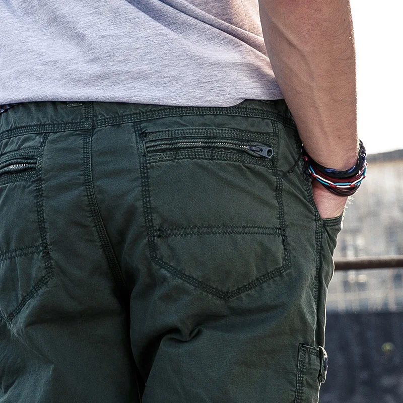 Брюки-карго мужские с несколькими карманами свободные штаны в стиле милитари