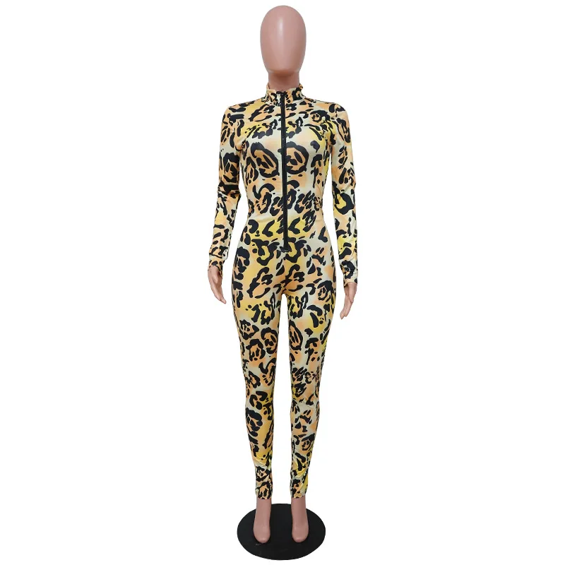 Леопардовой расцветки с камуфляжным принтом женские комбинезон высоким плотно