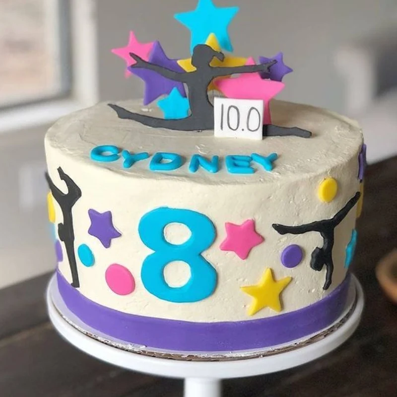 

Gymnast Baby Girl Birthday Fondant Cake Decorating Cookie Cutter Biscuit Cakepop Cupcake Top Sugarcraft