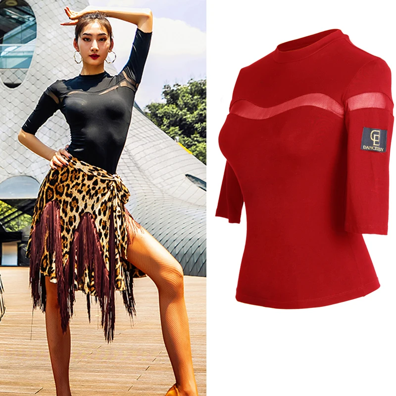 Новинка топы для латинских танцев Женская Одежда Сексуальная Открытая грудь