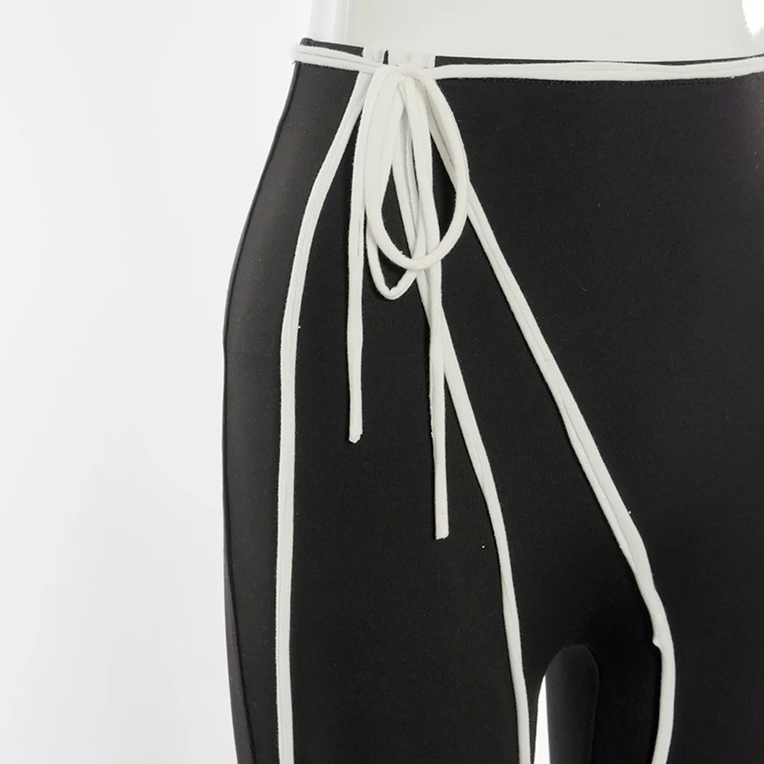 

Fashion Women's Casual Trousers 2021 Spring New Tether Top Stitch Decoration High Waist Small Feet Slim Casual Pants for Women
